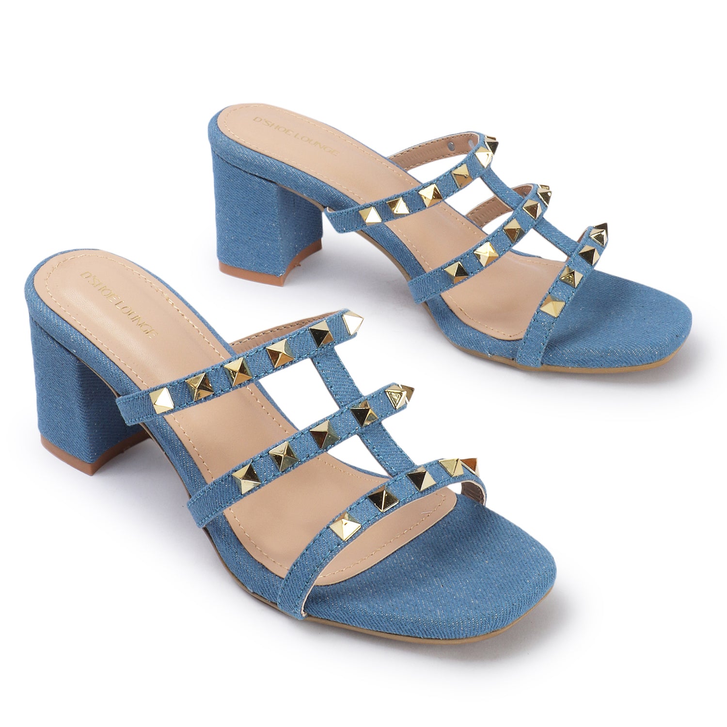 Studded Strap Block Heels – Dshoelounge