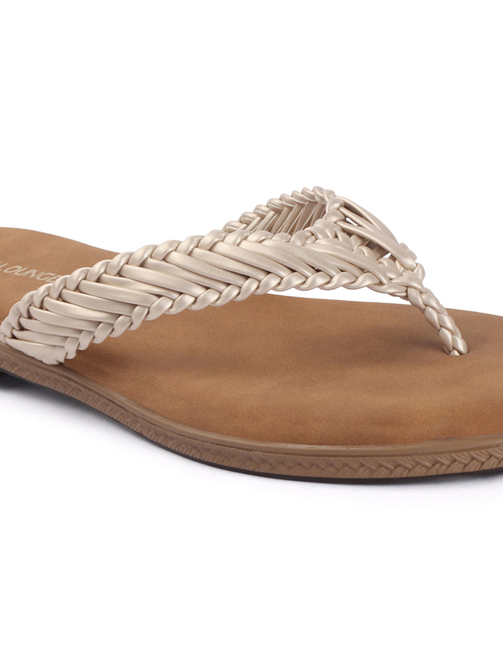 Open Toe Braided Strap Flats