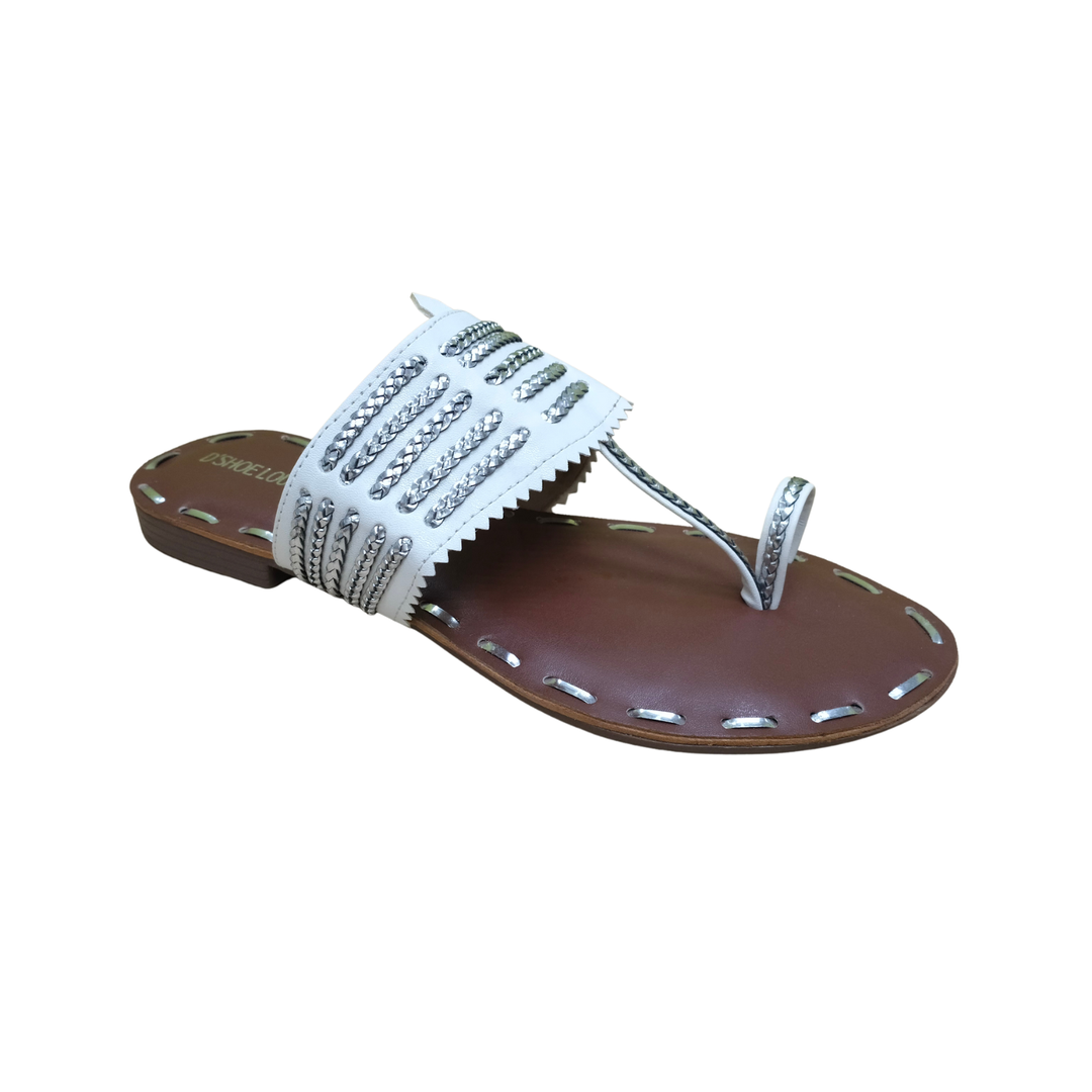 Silver-Stitched Luxury Flat