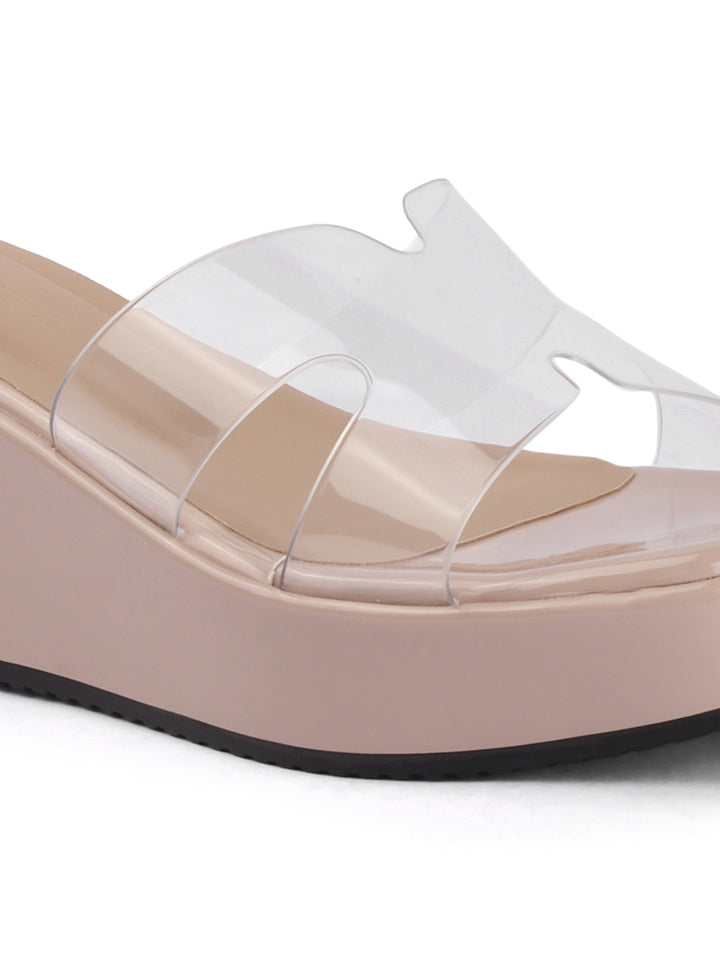 Transparent Strap Platform Wedges