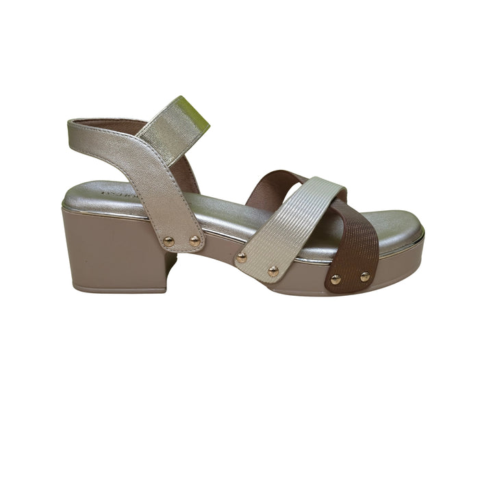 Metallic Horizon Block Heel