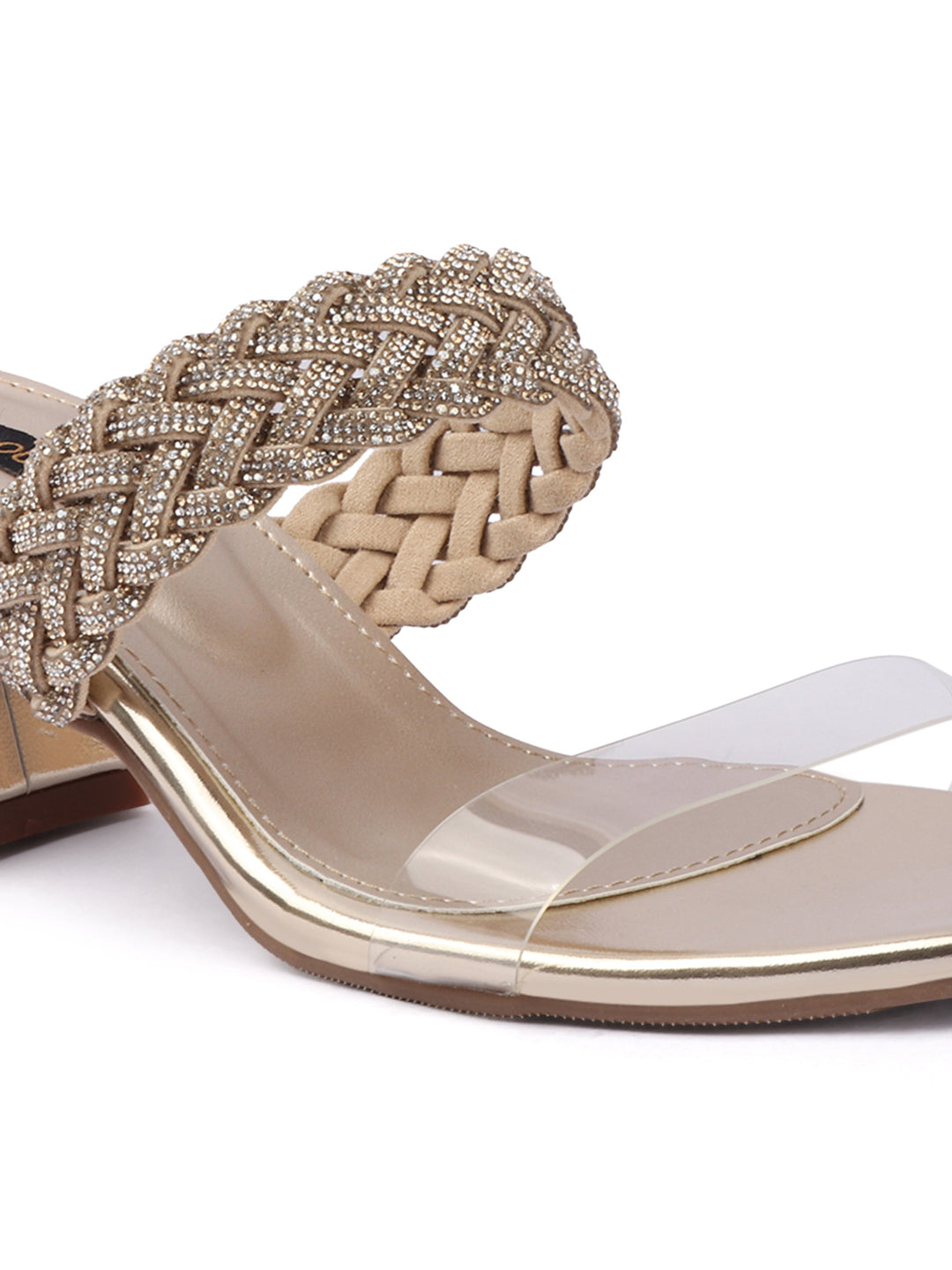 Rhinestone Detail Clear Strap Heels