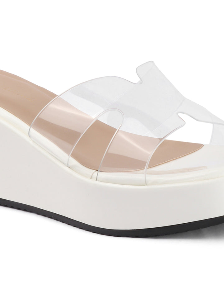Transparent Strap Platform Wedges