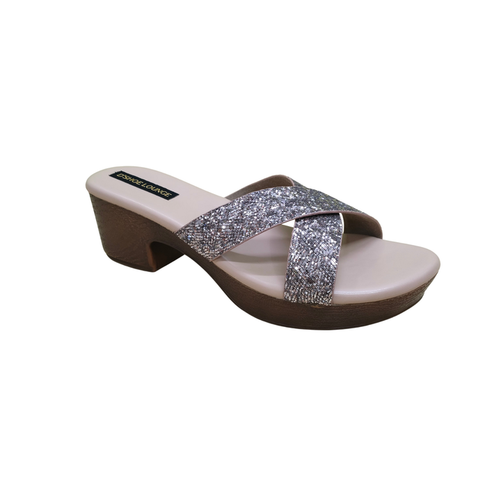 Glitter Cross-Strap Heels