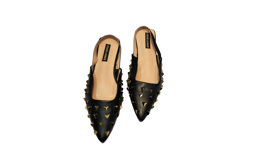 Studded Pointed Toe Slingback Flats