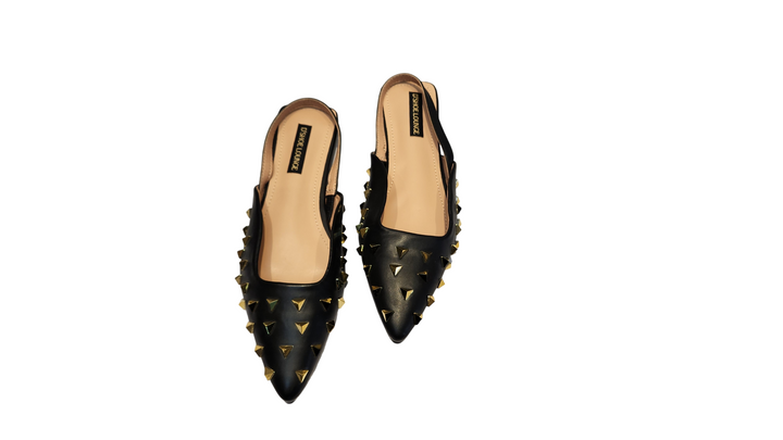 Studded Pointed Toe Slingback Flats