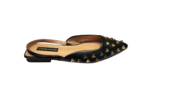 Studded Pointed Toe Slingback Flats