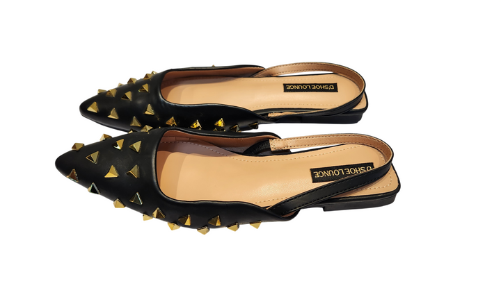 Studded Pointed Toe Slingback Flats