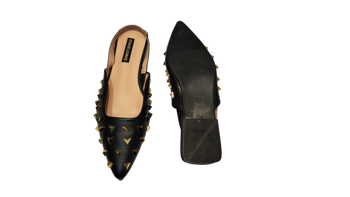 Studded Pointed Toe Slingback Flats