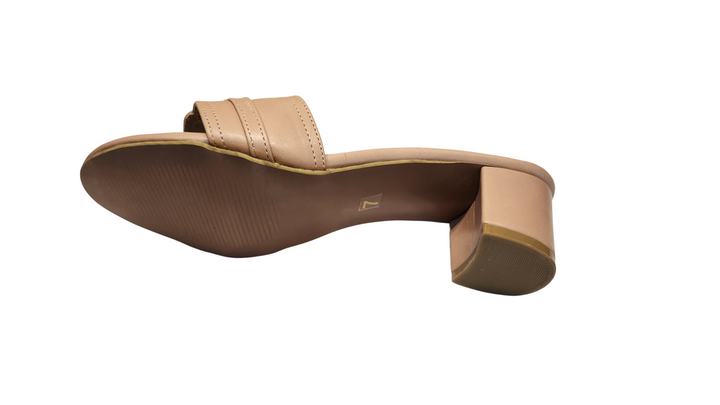 Elegant Nude Slip-On Block Heel Mules for Women