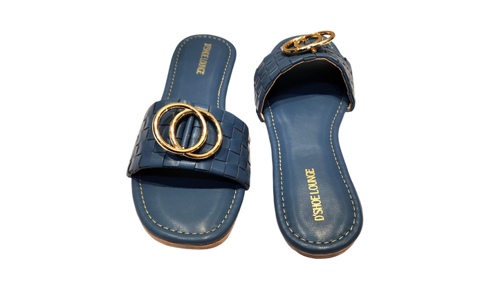 Stylish Open Toe Slip-On Sandals with Gold Buckle