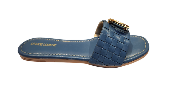 Stylish Open Toe Slip-On Sandals with Gold Buckle