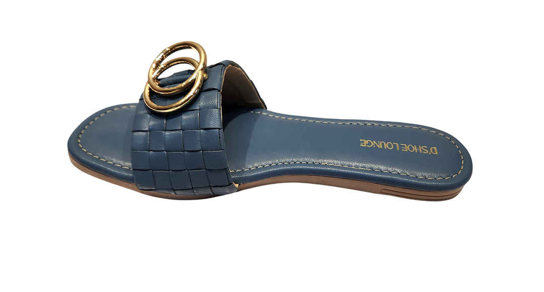 Stylish Open Toe Slip-On Sandals with Gold Buckle