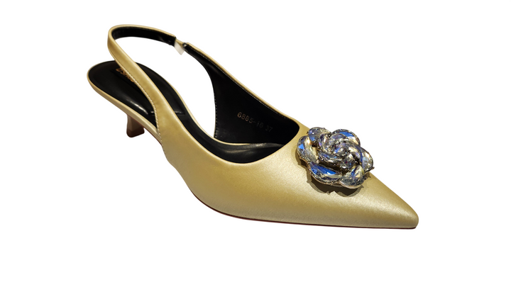 Pointed Toe Slingback Kitten Heels
