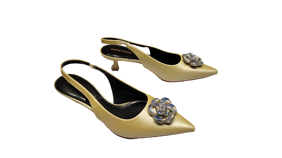 Pointed Toe Slingback Kitten Heels