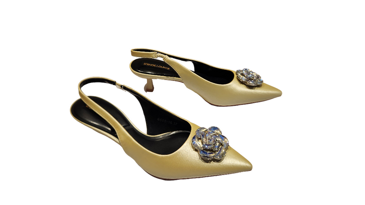 Pointed Toe Slingback Kitten Heels