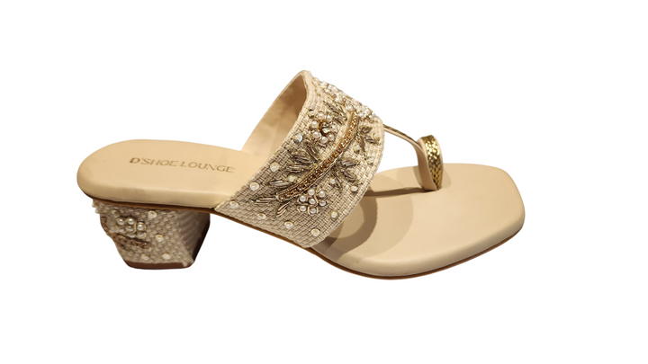 Ethnic Embroidered Slip-On Toe Ring Heels