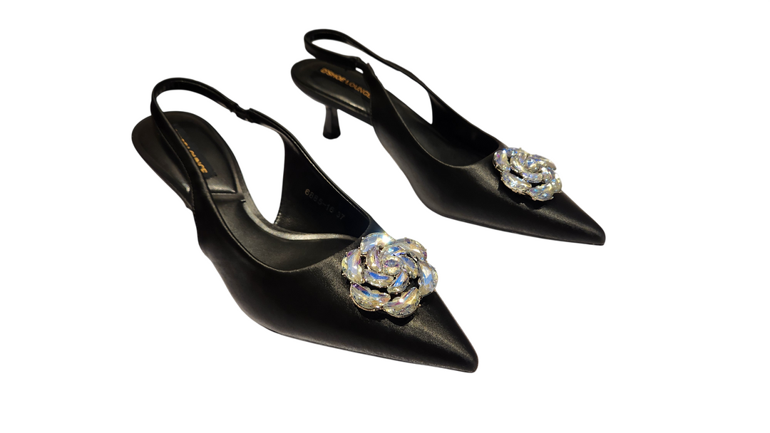 Pointed Toe Slingback Kitten Heels