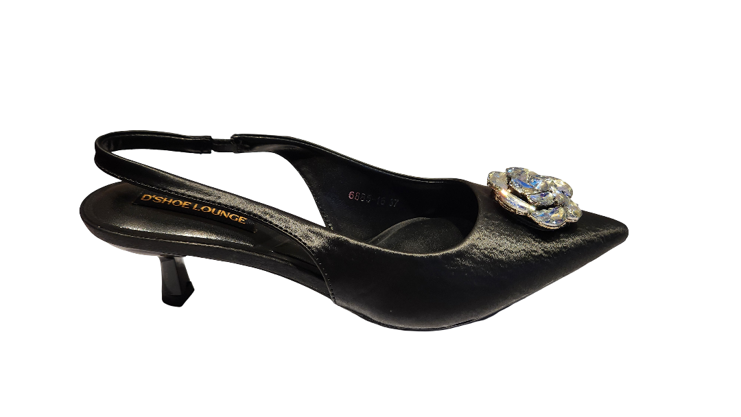 Pointed Toe Slingback Kitten Heels