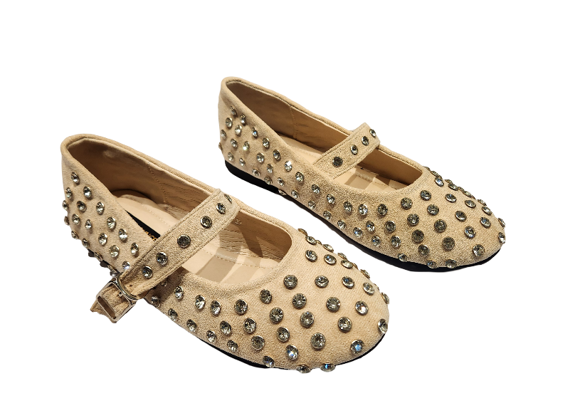 Women's Rhinestone Embellished Mary Jane Flat Shoes with Adjustable Strap