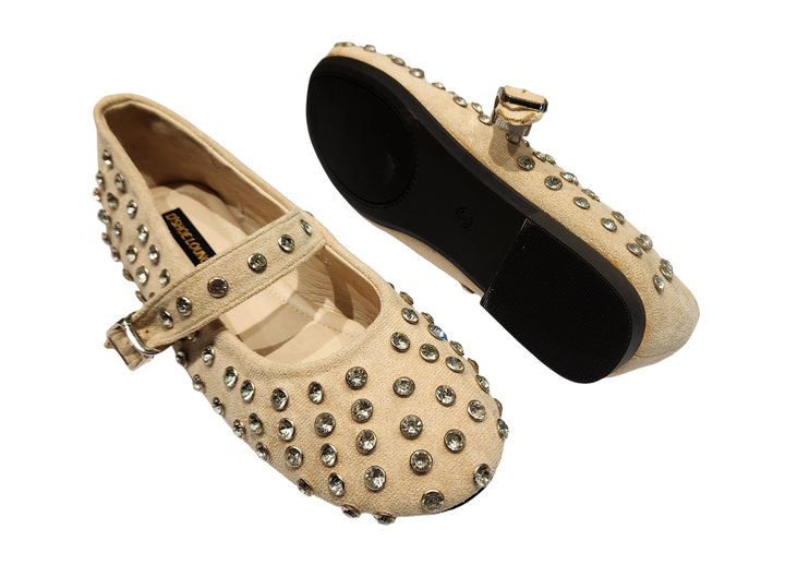 Women's Rhinestone Embellished Mary Jane Flat Shoes with Adjustable Strap