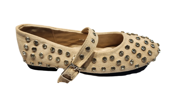 Women's Rhinestone Embellished Mary Jane Flat Shoes with Adjustable Strap