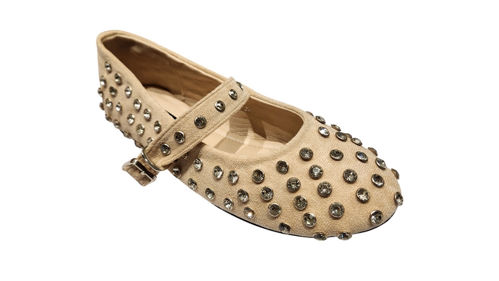 Women's Rhinestone Embellished Mary Jane Flat Shoes with Adjustable Strap