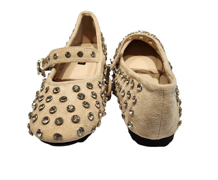 Women's Rhinestone Embellished Mary Jane Flat Shoes with Adjustable Strap