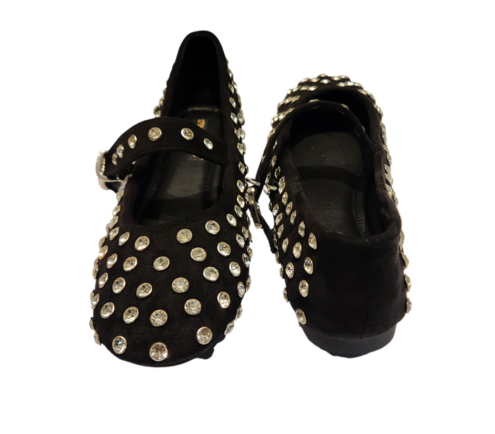 Women's Rhinestone Embellished Mary Jane Flat Shoes with Adjustable Strap