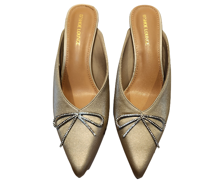 Rhinestone Bow Pointed Toe Mule Heels