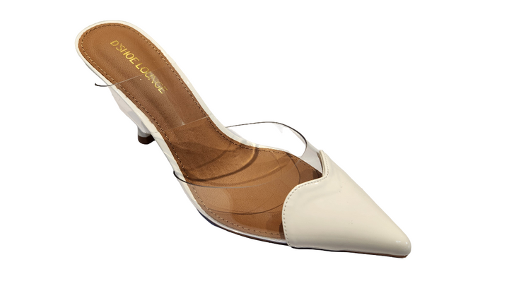 Transparent Strap Pointed Toe Mule Heels