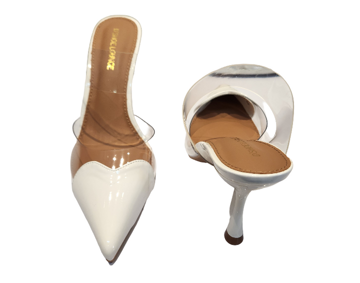 Transparent Strap Pointed Toe Mule Heels