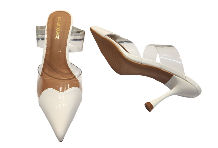 Transparent Strap Pointed Toe Mule Heels