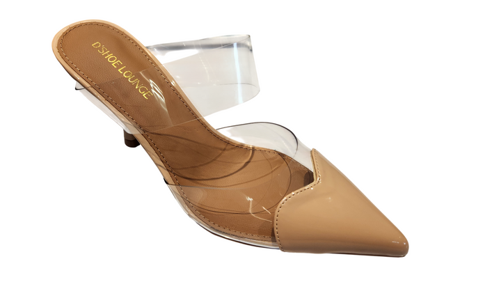 Transparent Strap Pointed Toe Mule Heels
