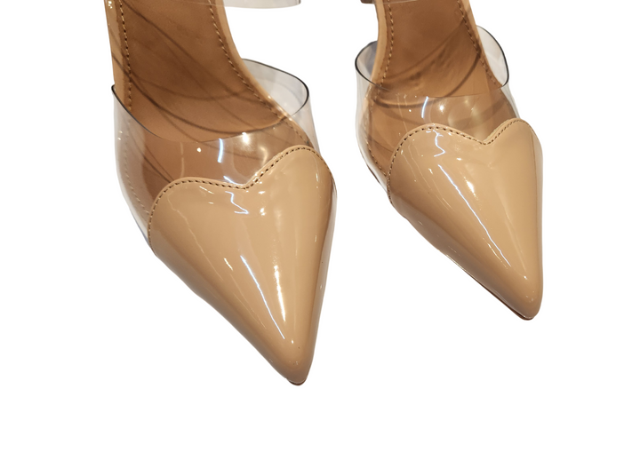 Transparent Strap Pointed Toe Mule Heels