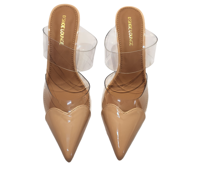 Transparent Strap Pointed Toe Mule Heels