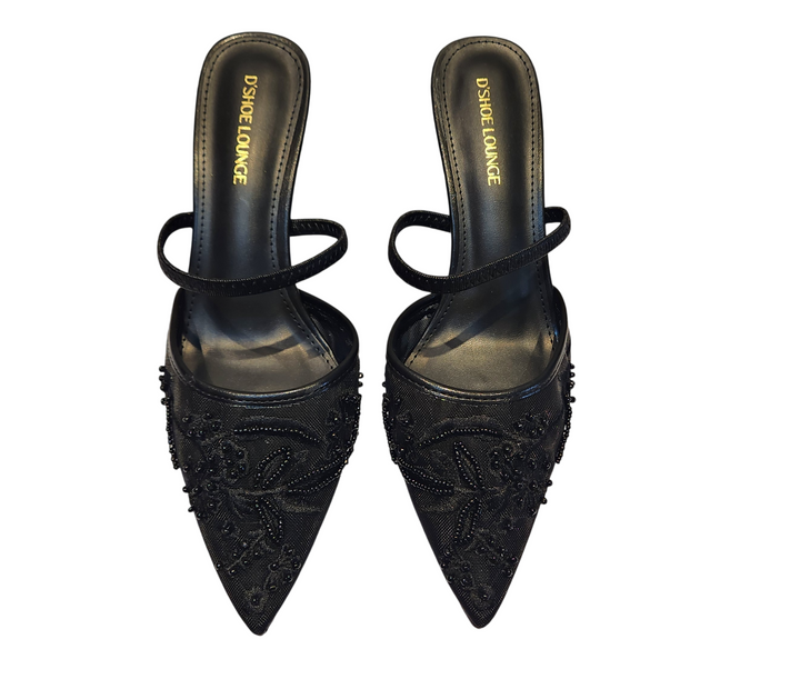 Luxury Embellished Pointed Toe Mule Sandals