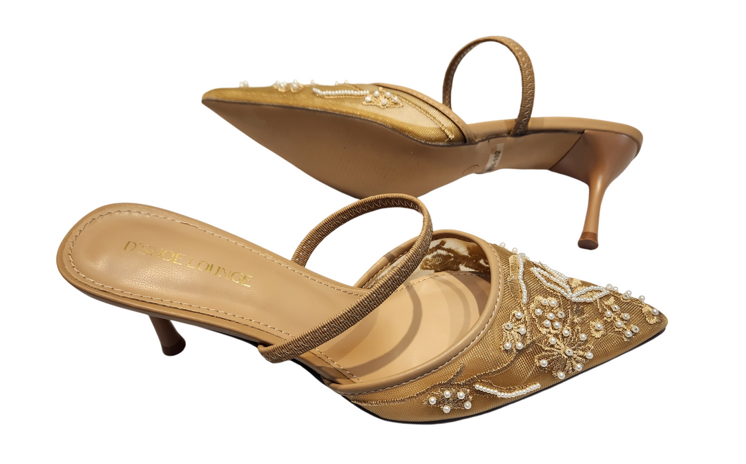 Luxury Embellished Pointed Toe Mule Sandals