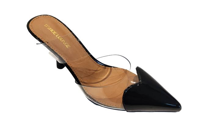 Transparent Strap Pointed Toe Mule Heels