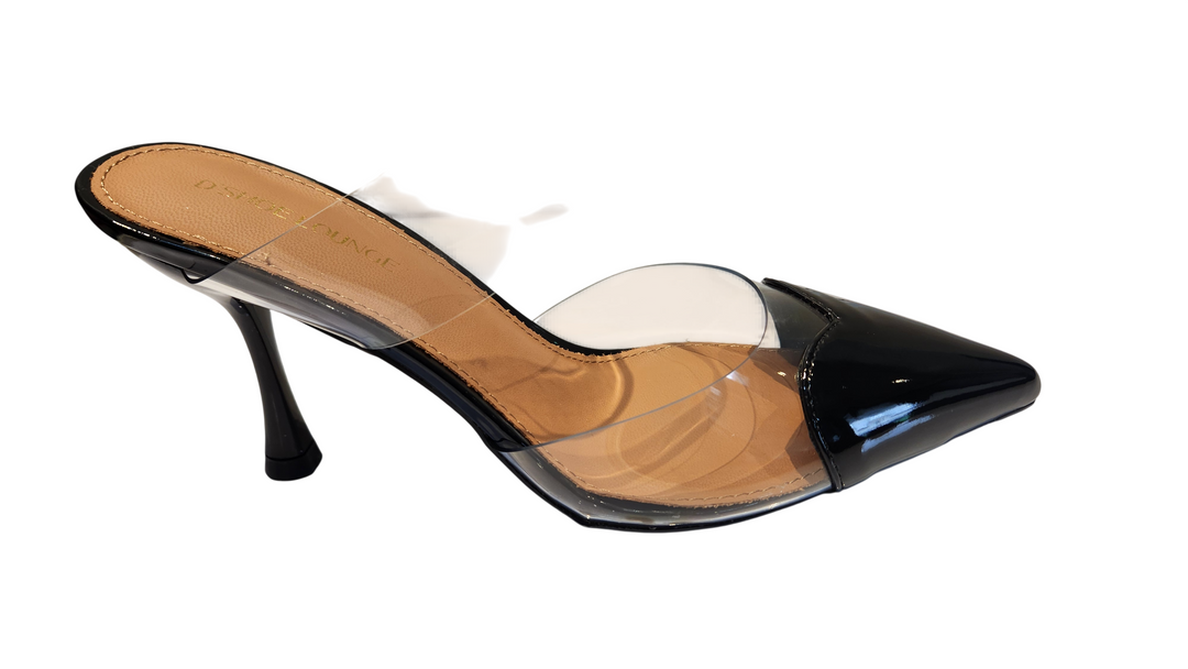 Transparent Strap Pointed Toe Mule Heels