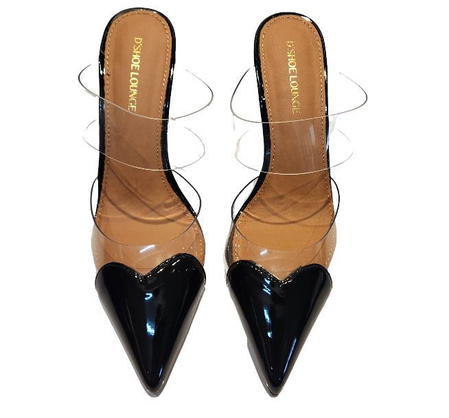 Transparent Strap Pointed Toe Mule Heels