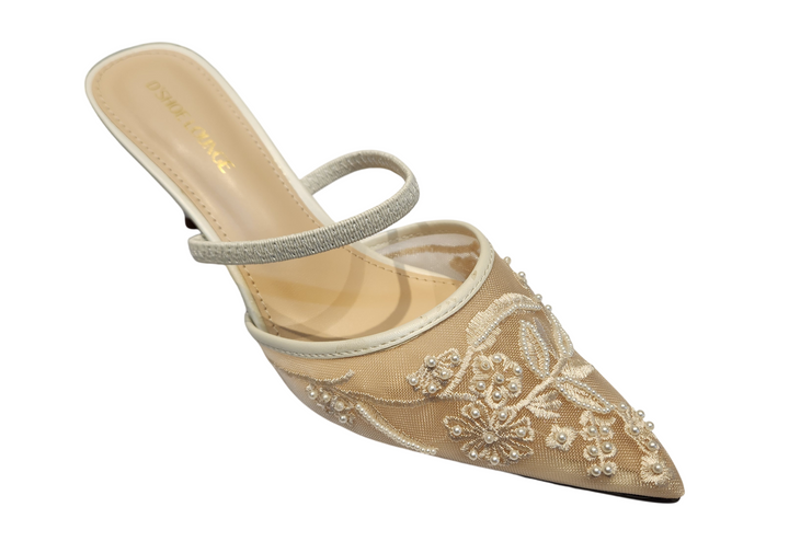 Luxury Embellished Pointed Toe Mule Sandals