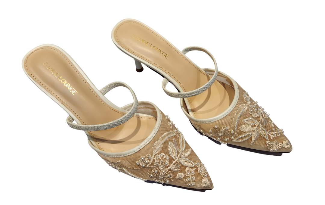 Luxury Embellished Pointed Toe Mule Sandals
