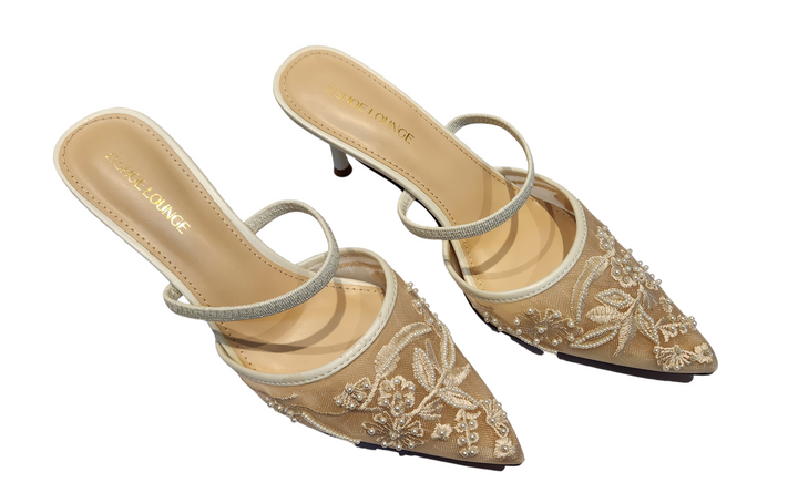 Luxury Embellished Pointed Toe Mule Sandals