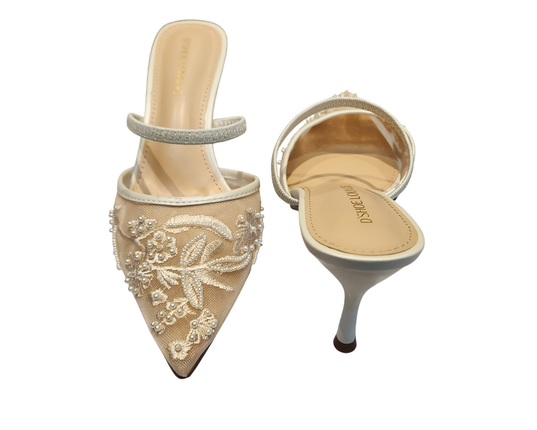 Luxury Embellished Pointed Toe Mule Sandals