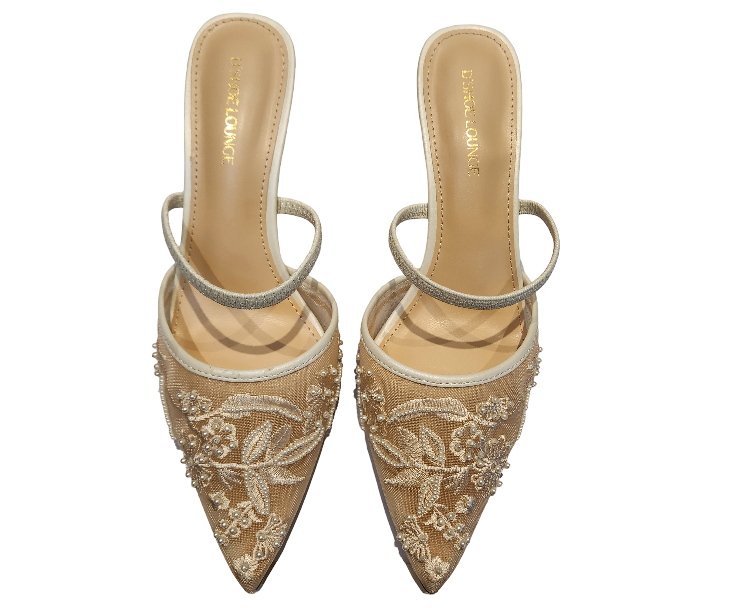 Luxury Embellished Pointed Toe Mule Sandals