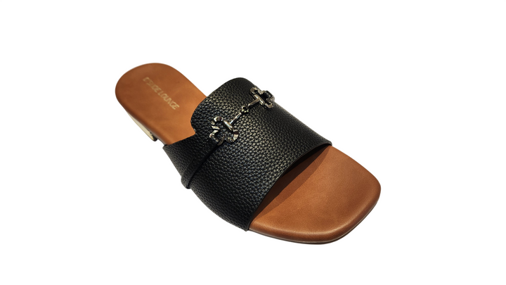 Elegant Black Flat Slide Sandals for Women