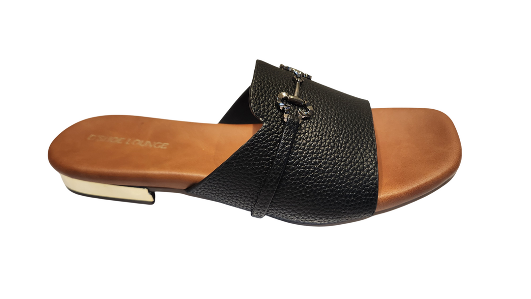 Elegant Black Flat Slide Sandals for Women