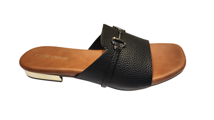 Elegant Black Flat Slide Sandals for Women