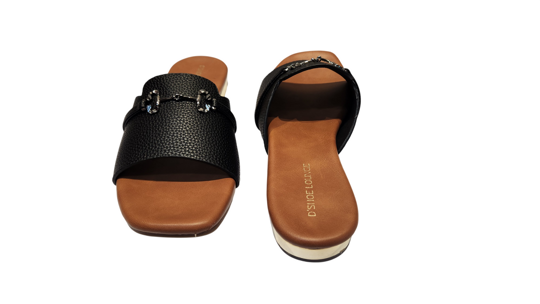 Elegant Black Flat Slide Sandals for Women